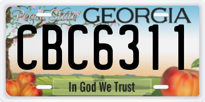 GA license plate CBC6311