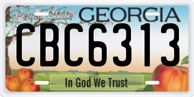 GA license plate CBC6313