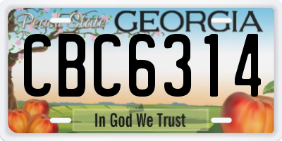 GA license plate CBC6314