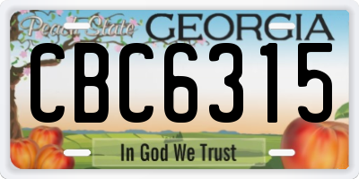 GA license plate CBC6315