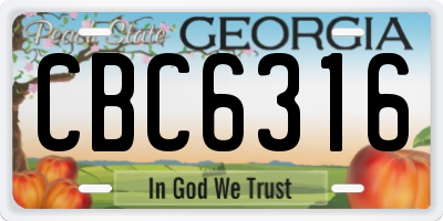 GA license plate CBC6316
