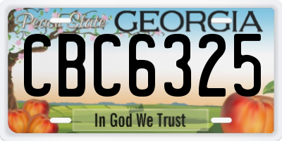 GA license plate CBC6325