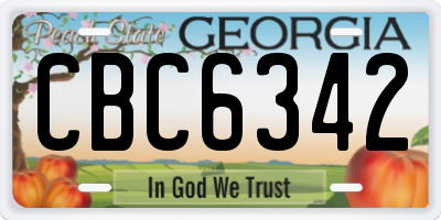 GA license plate CBC6342