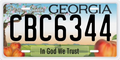 GA license plate CBC6344
