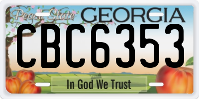 GA license plate CBC6353