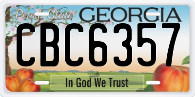 GA license plate CBC6357