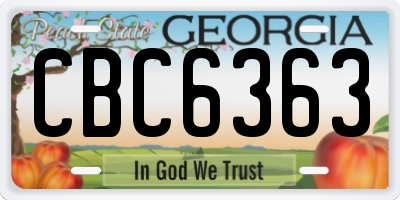 GA license plate CBC6363