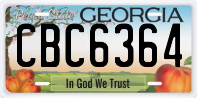 GA license plate CBC6364