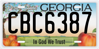 GA license plate CBC6387