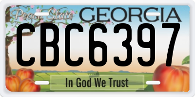 GA license plate CBC6397