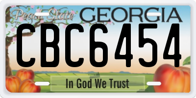 GA license plate CBC6454