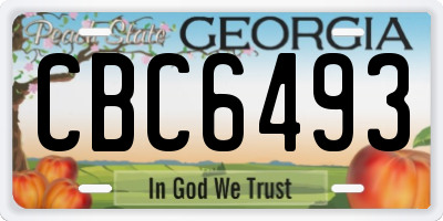 GA license plate CBC6493