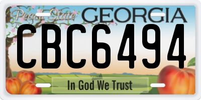 GA license plate CBC6494