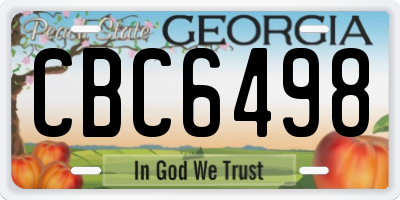 GA license plate CBC6498