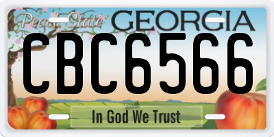 GA license plate CBC6566