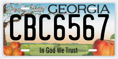 GA license plate CBC6567