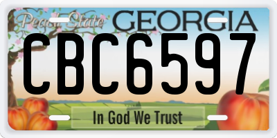 GA license plate CBC6597