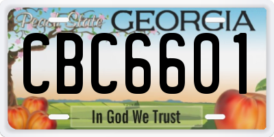 GA license plate CBC6601
