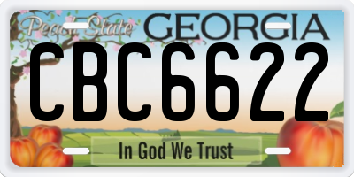 GA license plate CBC6622