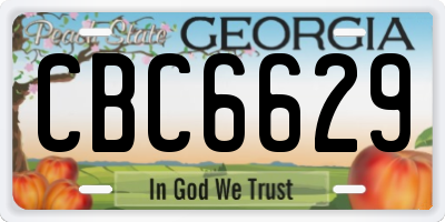 GA license plate CBC6629