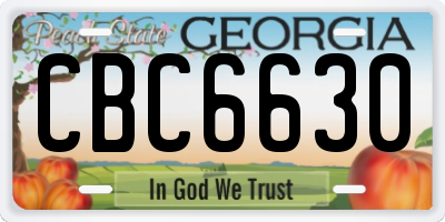GA license plate CBC6630