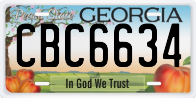 GA license plate CBC6634
