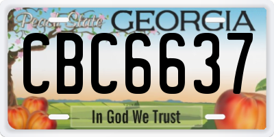 GA license plate CBC6637