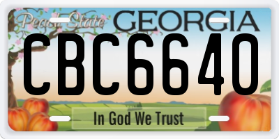 GA license plate CBC6640