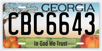 GA license plate CBC6643