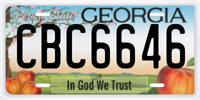 GA license plate CBC6646