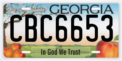 GA license plate CBC6653