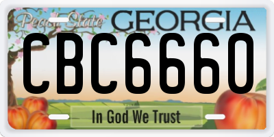 GA license plate CBC6660