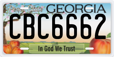 GA license plate CBC6662