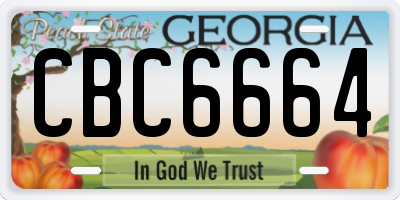 GA license plate CBC6664