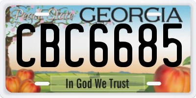 GA license plate CBC6685