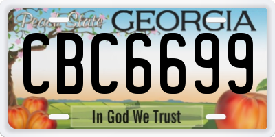 GA license plate CBC6699