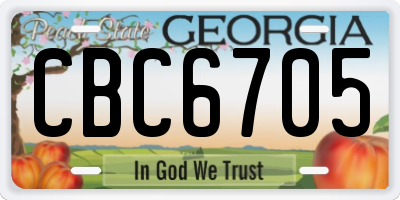 GA license plate CBC6705