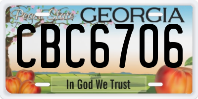 GA license plate CBC6706
