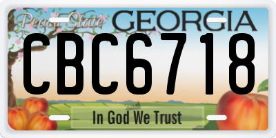 GA license plate CBC6718