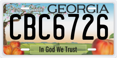 GA license plate CBC6726