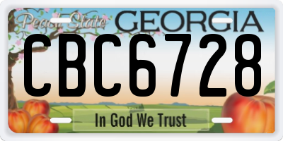 GA license plate CBC6728