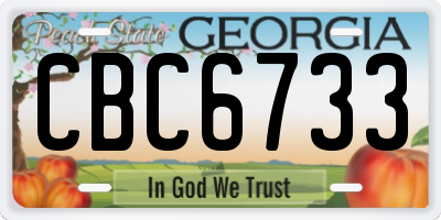 GA license plate CBC6733