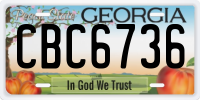 GA license plate CBC6736