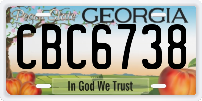 GA license plate CBC6738