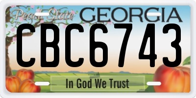 GA license plate CBC6743