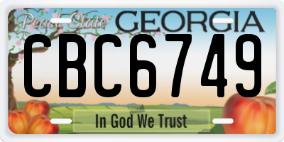 GA license plate CBC6749