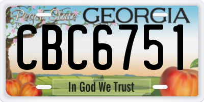 GA license plate CBC6751