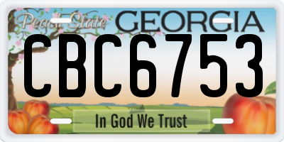 GA license plate CBC6753