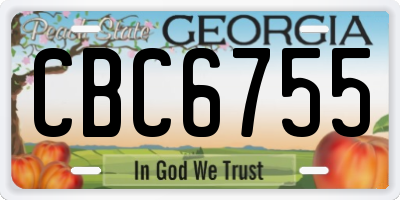 GA license plate CBC6755
