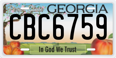 GA license plate CBC6759